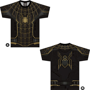 スパイダーマン ノー・ウェイ・ホーム レプリカスーツ風Tシャツ(BLACK&GOLD SUIT)キッズサイズ