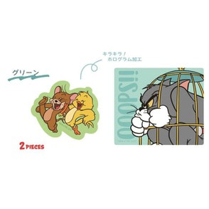 トムとジェリー　ホログラムクリアステッカー（グリーン）
