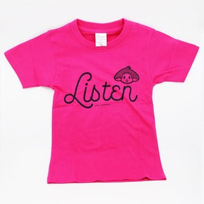 オトッペ Tシャツ「Listen」トロピカルピンク(サイズ120cm)