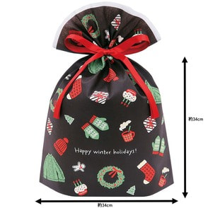 クリスマス ラッピング袋 不織布 ハッピーホリデー/ブラックL クリスマス ラッピング袋 不織布 ハッピーホリデー/ブラックL