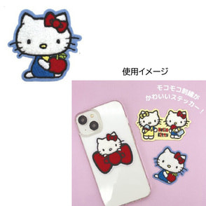 ハローキティ モコモコ刺繍ステッカー キティリンゴ