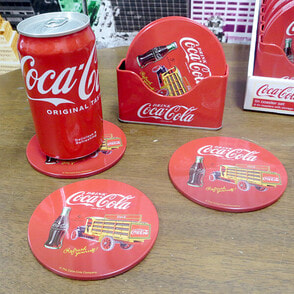 コカコーラ　【非売品】木製コースター&トレー コカコーラコースターセット SET／6（TS0650447）｜レトロ