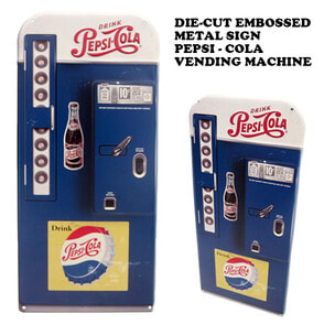 ダイカットエンボスメタルサイン PEPSI‐COLA VENDING MACHINE