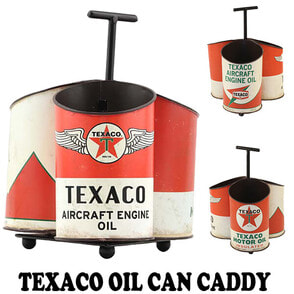 TEXACOヴィンテージ　オイル缶 Texaco Oil Can Metal Caddy With Retro Vintage Inspired