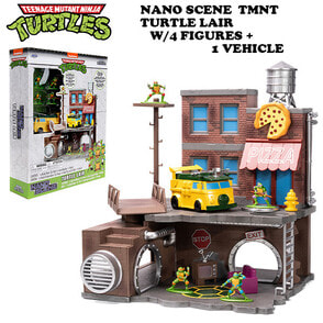 NANO SCENE TMNT TURTLE LAIR W/4 FIGURES + VEHICLE【タートルズ ミニカー】